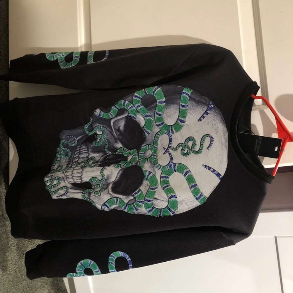Black and green y2k style snake sweater